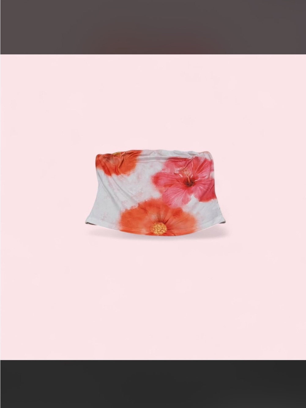 SHEIN White Tube Top with Orange and Pink Floral Print